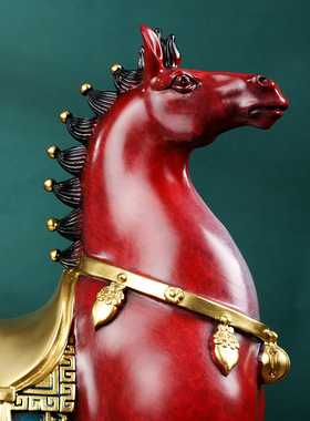 铜一家旗开得胜全铜客厅电视柜办公室铜马家居摆件桌面纯手工新品