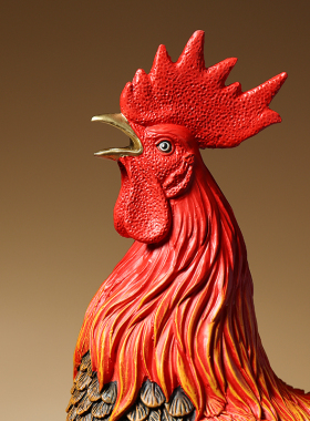 铜一家大吉大利公鸡全铜生肖摆件