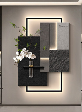 意式极简客厅装饰画竖版沙发背景墙挂画立体抽象砂岩挂画玄关壁画