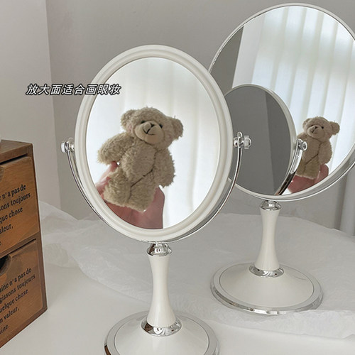 欧式复古高级化妆镜桌面台式ins双面镜子家用宿舍学生大号梳妆镜 - 图2