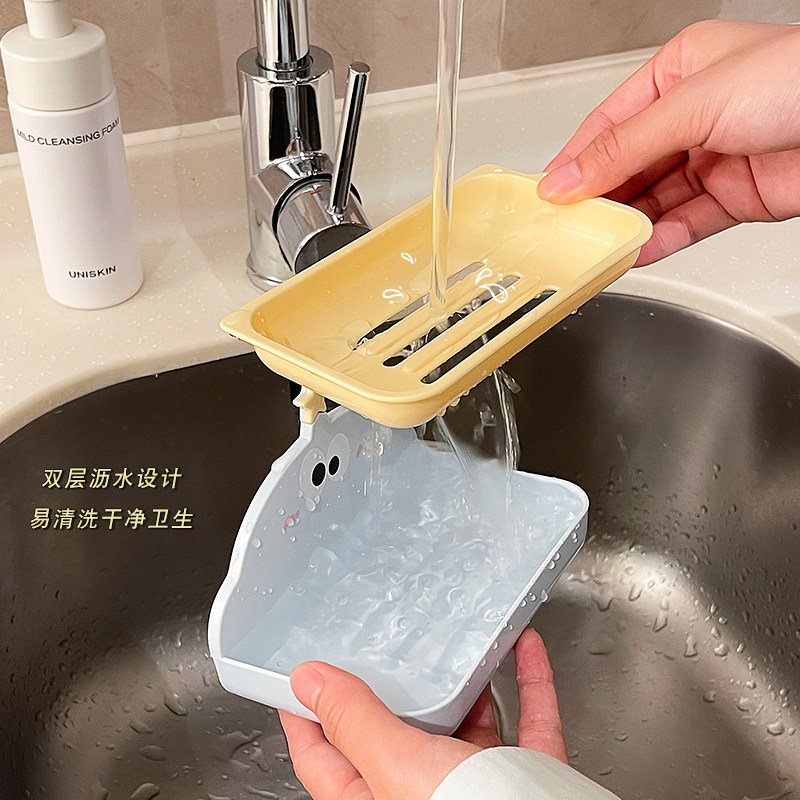 大眼仔肥皂盒壁挂式免打孔可爱学生宿舍双层沥水情侣闺蜜香皂盒子,淘宝优惠券,粉丝福利购,淘宝优惠卷