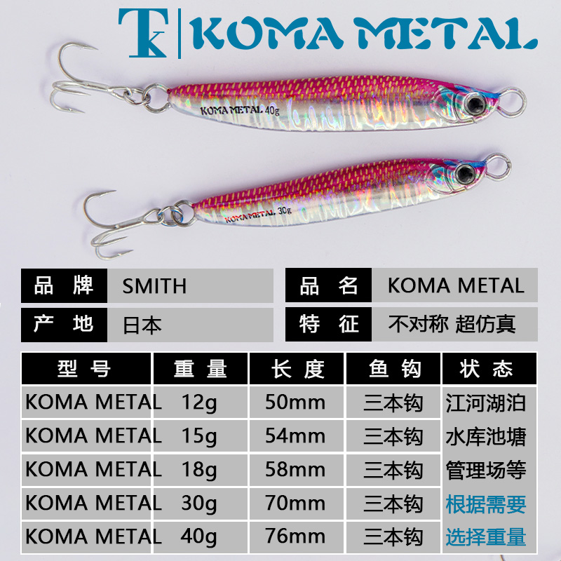 日本TK铁板路亚假饵KOMA METAL3D仿生米诺鲅鱼翘嘴海钓淡水30g40g - 图0