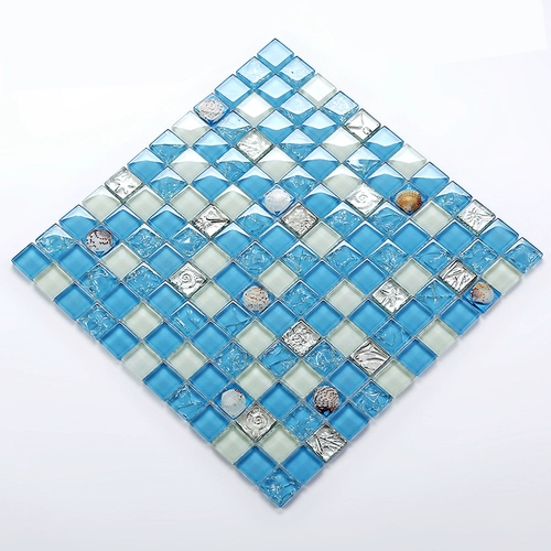 Jia du Mediterranean Blue Glass Mosaic Swomk Bool Foine Shell Shell Shell Shell Shell Shell Tile Fish Bool Discount Promotion