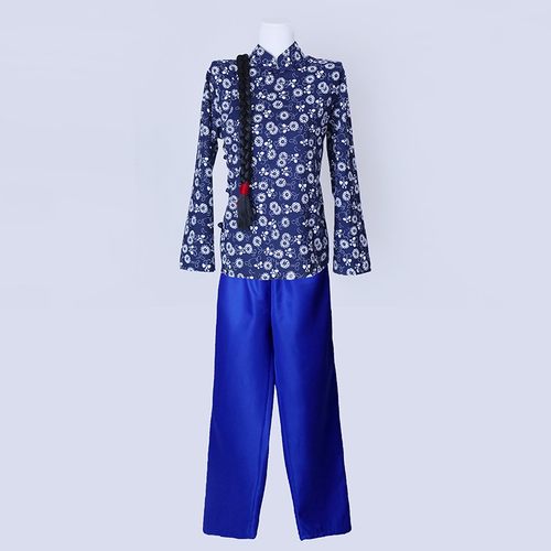 村姑花衣服网红加肥加大碎花农村妇女韩英上衣京剧大码农民演出服 - 图2