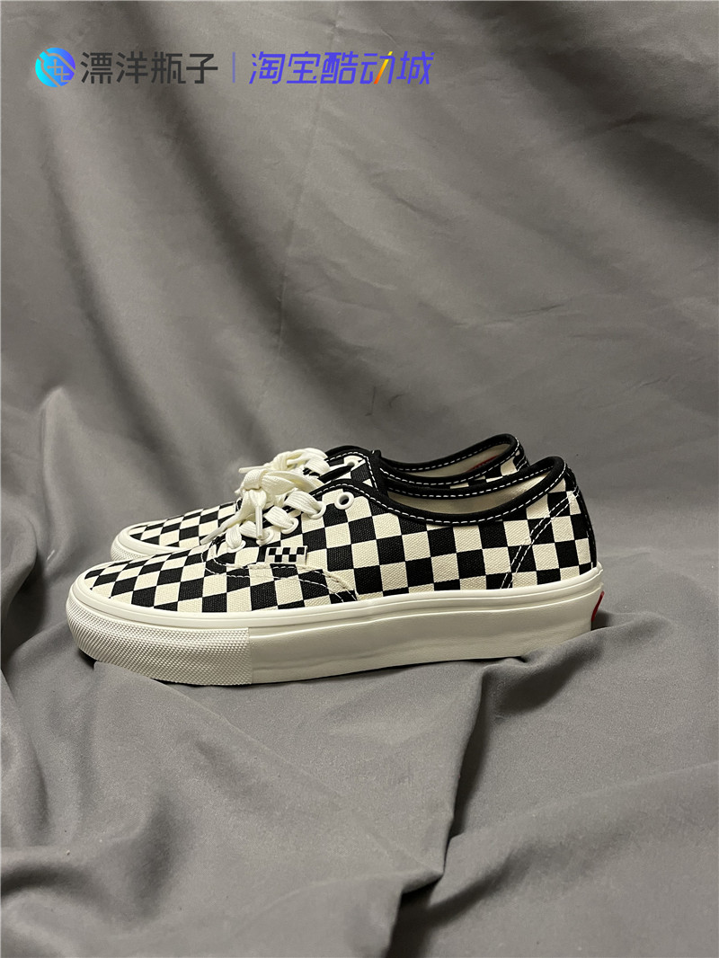 Vans Authentic 黑白棋盘格 防滑耐磨低帮男女帆布鞋VN0A5FC8FS8 - 图0