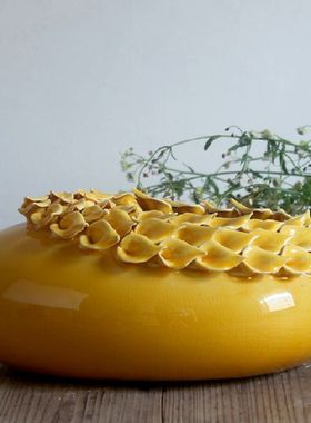 地中海风裂纹陶瓷花瓶餐厅摆件