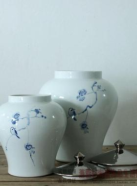 陶瓷罐子新中式风手绘青花工艺品