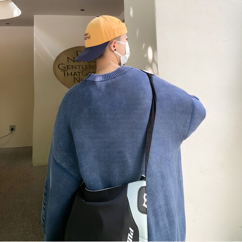 美式水洗做旧毛衣男冬季高级感宽松慵懒风针织外套大码内搭打底衫 - 图3