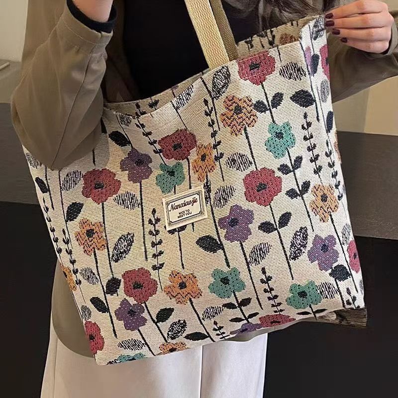 大容量小众单肩包女2025新款ins帆布包托特上课手提包通勤托特包 - 图2