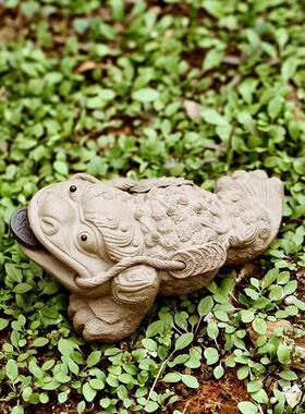 紫砂踏财金蟾茶宠可养招财茶台配件茶桌蟾蜍精品茶具纯手工大摆件