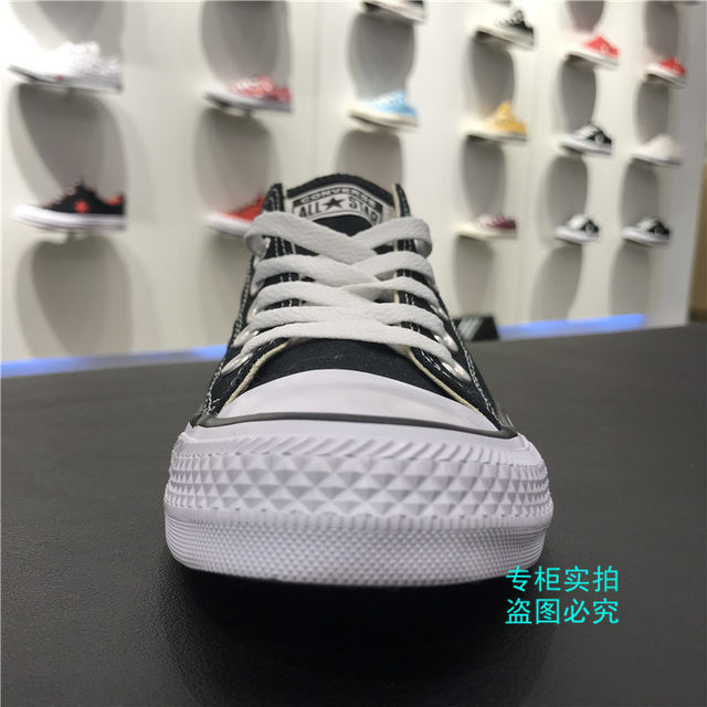 CONVERSE ເກີບຜ້າໃບກະໂປງກາງເກງສີດຳແບບຄລາສສິກສຳລັບຜູ້ຊາຍ ແລະຜູ້ຍິງ, ເກີບຄູ່ 101001