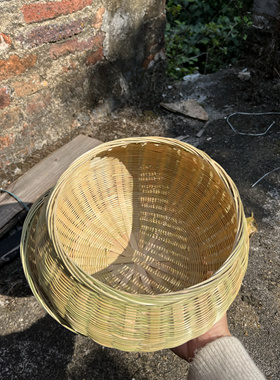 竹编带盖茶叶篮鸡蛋篮水果筐大号茶叶篓收纳筐有盖竹篮手工竹制品