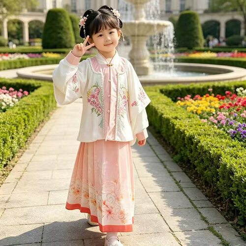 2026新款重工刺绣儿童汉服中国风原创女童汉服超仙薄款套装 - 图0