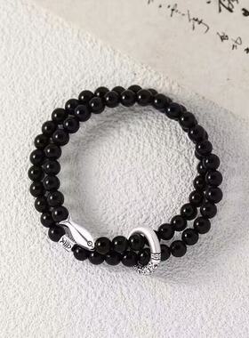 锦鲤上岸黑珠情侣手链定情信物