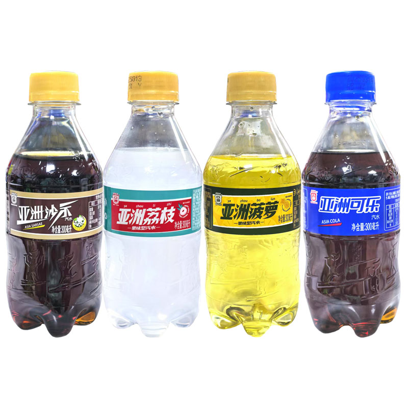 亚洲沙示汽水300ml*8瓶3瓶装整箱可乐荔枝味菠萝红花油味碳酸饮料 - 图0