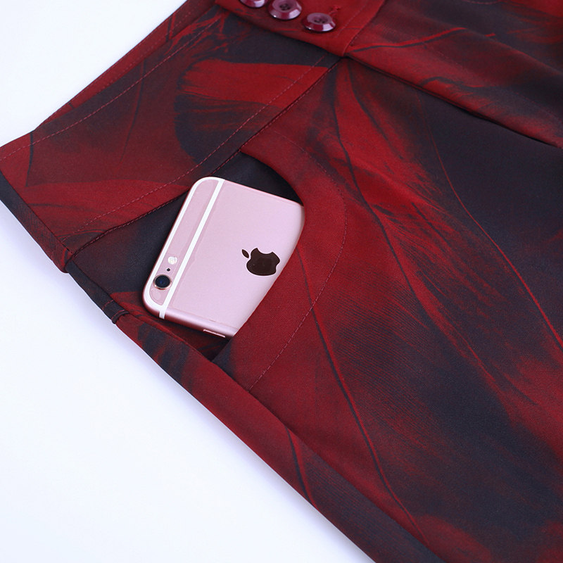 垂顺不打皱阔腿裤秋冬印花裤子女裤 澜懿西装裤/正装裤