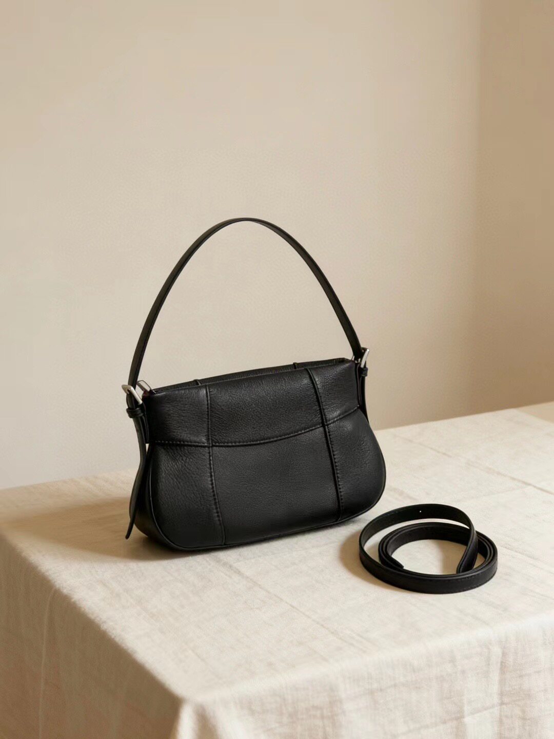 头层牛皮复古小众高级感贝壳女包韩版时尚手提单肩包简约腋下包