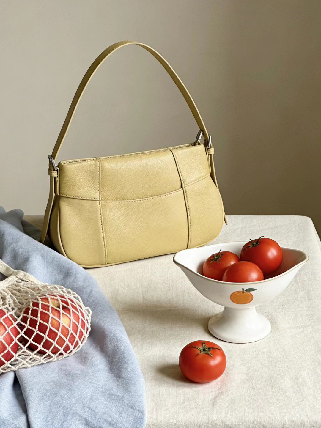 头层牛皮复古小众高级感贝壳女包韩版时尚手提单肩包简约腋下包