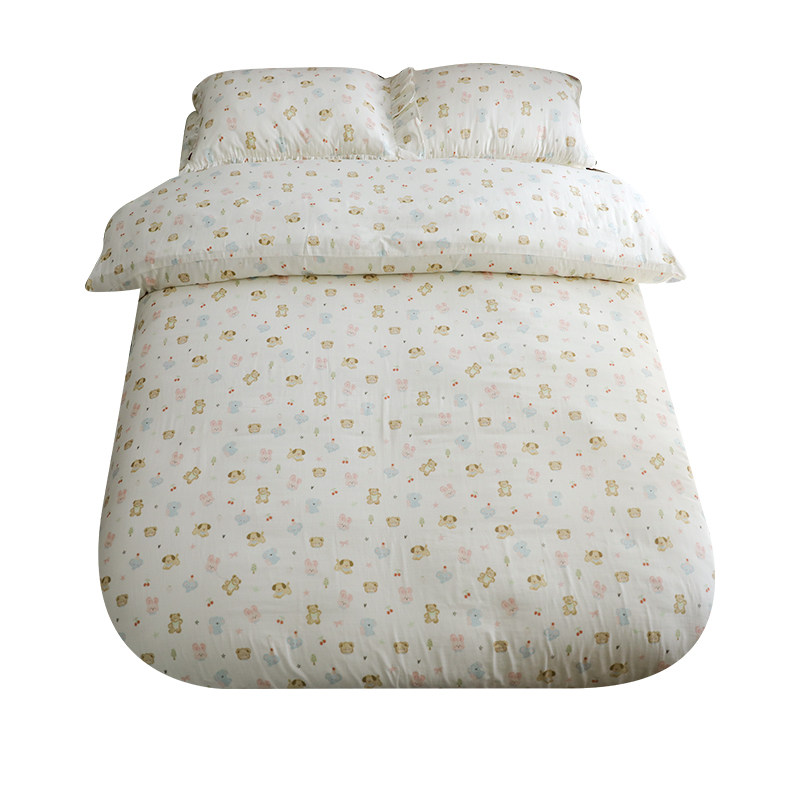 泡芙动物家族卡通可爱宿舍纯棉双层纱床单被套被罩床笠枕套1.2米,淘宝优惠券,粉丝福利购,淘宝优惠卷