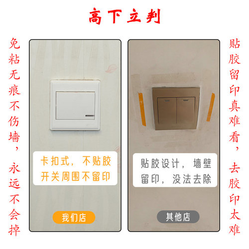 卡扣免粘布艺蕾丝开关边框套墙壁插座墙贴轻奢装饰灯开关贴保护套 - 图1