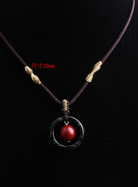 影子石红竹石吊坠石碑平安扣饰品苦情痣断掌男女款项链