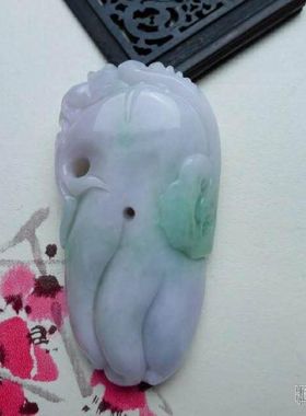 天然玉石A货翡翠挂饰春带彩吊坠