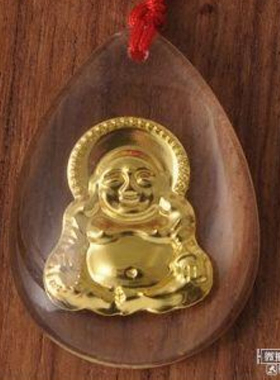 水滴形透明弥勒佛吊坠