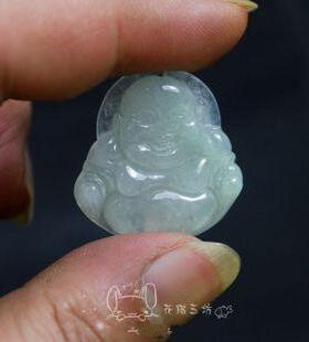 老坑A货翡翠弥勒佛配证书吊坠