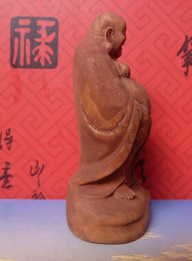 上色工艺品手把件弥勒佛小木雕