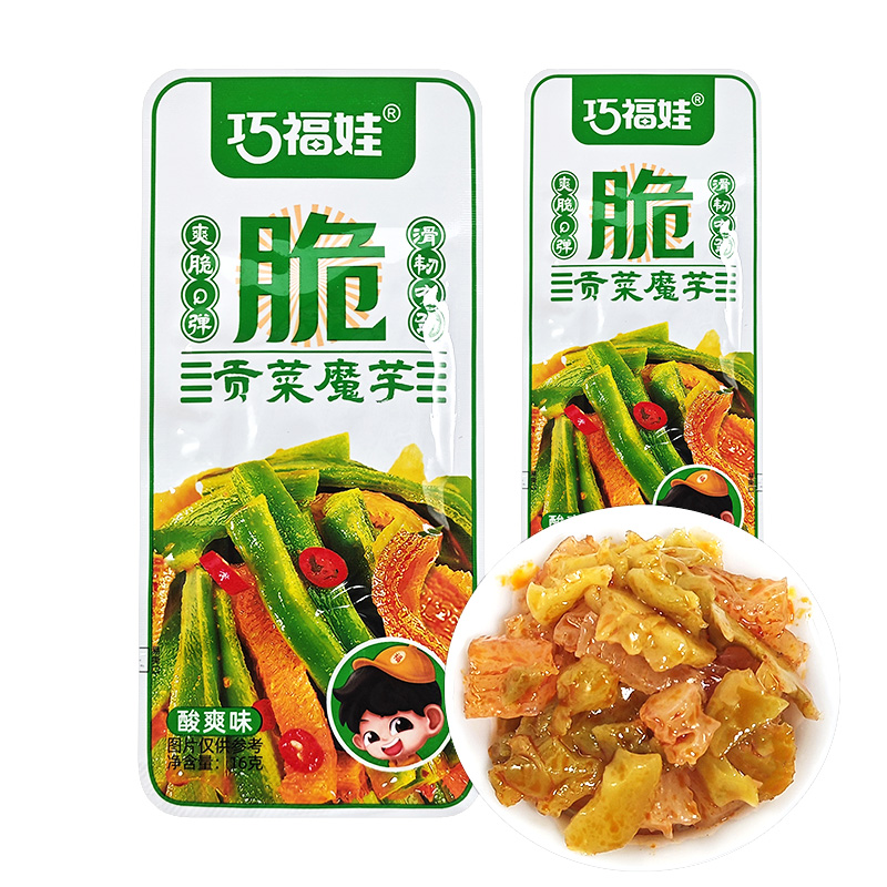 巧福娃贡菜干魔芋爽小零食湖南休闲食品麻辣熟食香辣贡菜魔芋小吃