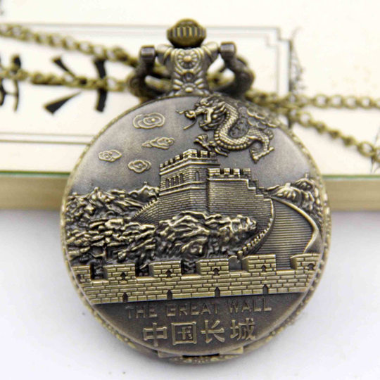 Reloj de bolsillo conmemorativo de viaje de la serie Beijing, reloj de bolsillo retro grande con tapa, reloj digital grande estilo collar, regalo