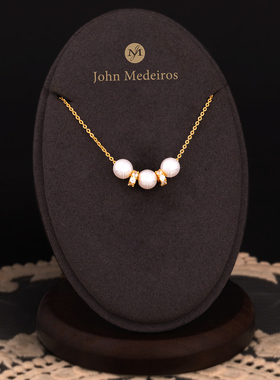 意大利john medeiros法式微笑珍珠项链高级感轻奢女款领针锁骨链