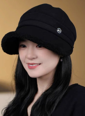 2026新款韩版加厚加绒渔夫帽子女秋冬季骑行保暖防寒显脸小鸭舌帽
