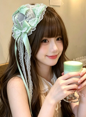 洛丽塔帽夹蕾丝蝴蝶结飘带小礼帽