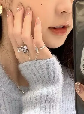 蝴蝶一体式指环戒指指环