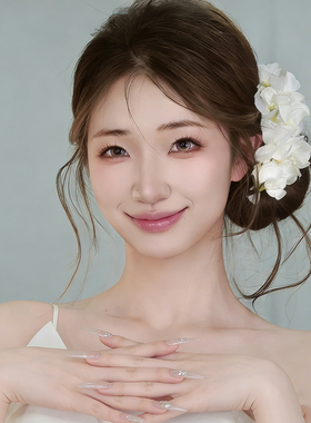 清新淡雅白色花朵发夹女