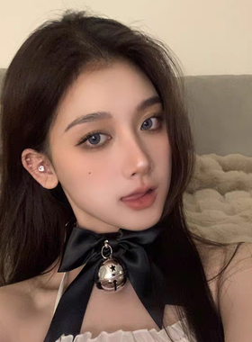 黑色蝴蝶结铃铛女仆装项圈配饰