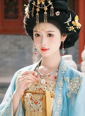 古风绿松石双层串珠软璎珞项链