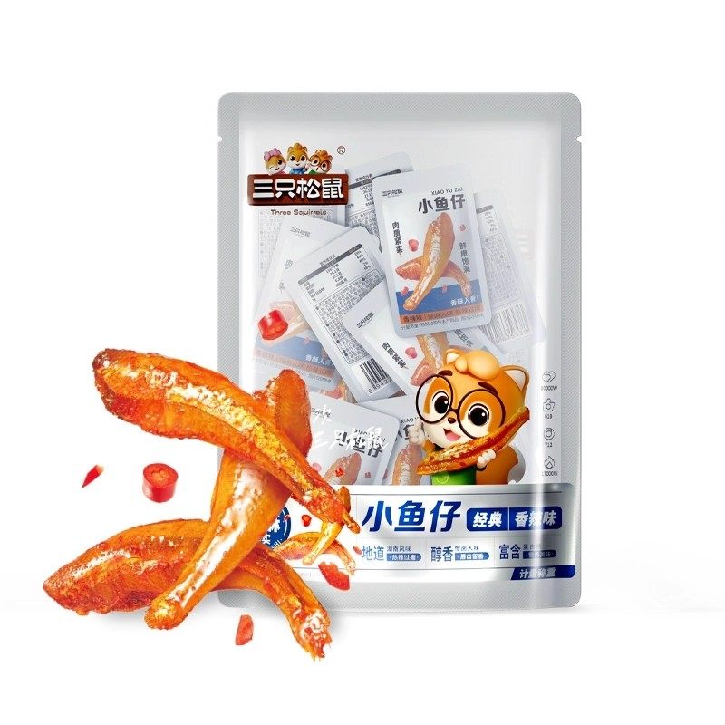 三只松鼠_小鱼仔香辣味麻辣鱼仔海鲜休闲零食小吃下酒即食小鱼干