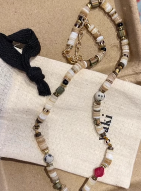 【限时折扣】现货迪丽热巴同款waki火山漫步天然玉石贝壳串珠项链