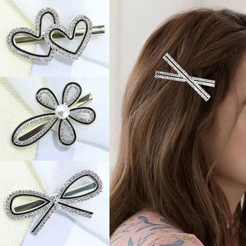 发夹女边夹侧边刘海小碎发卡新款高级儿童亮水钻夹子头饰卡子发饰 - 图0