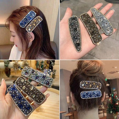 水晶发夹女边夹侧边刘海前额碎发卡新款高级水钻夹子头饰卡子bb夹 - 图1