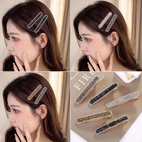 发夹女边夹侧边刘海前额碎发卡新款高端水钻一字鸭嘴夹子头饰卡子 - 图2