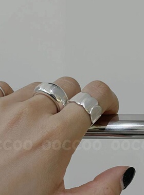 S925纯银个性鱼鳞片食指戒指环ins小众设计高级感简约开口戒指女