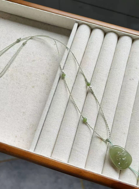 浅绿编绳和田玉珍珠吊坠挂绳项链绳万能链可调节可挂玉石水晶黄金