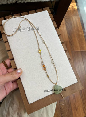 原创古韵手工编织项链绳子和田玉翡翠碧玉吊坠绳子黄金百搭锁骨绳