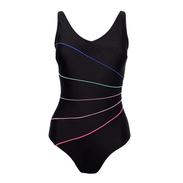 Simple line women's one-piece swimsuit that covers the buttocks for vacation