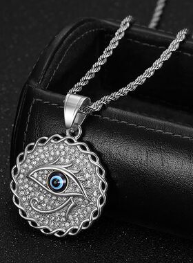蓝眼睛布鲁斯之眼吊坠项链钛钢