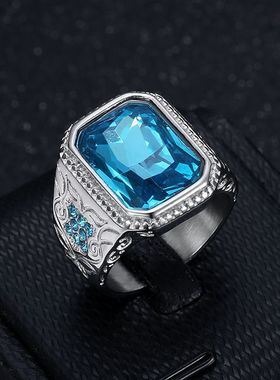 水钻男士戒指钛钢欧美镀金