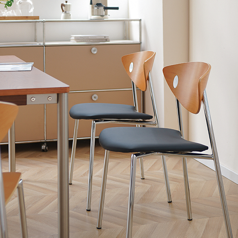 北欧实木餐椅轻奢复古咖啡厅设计师靠背椅小户型家用休闲餐桌椅子 - 图0